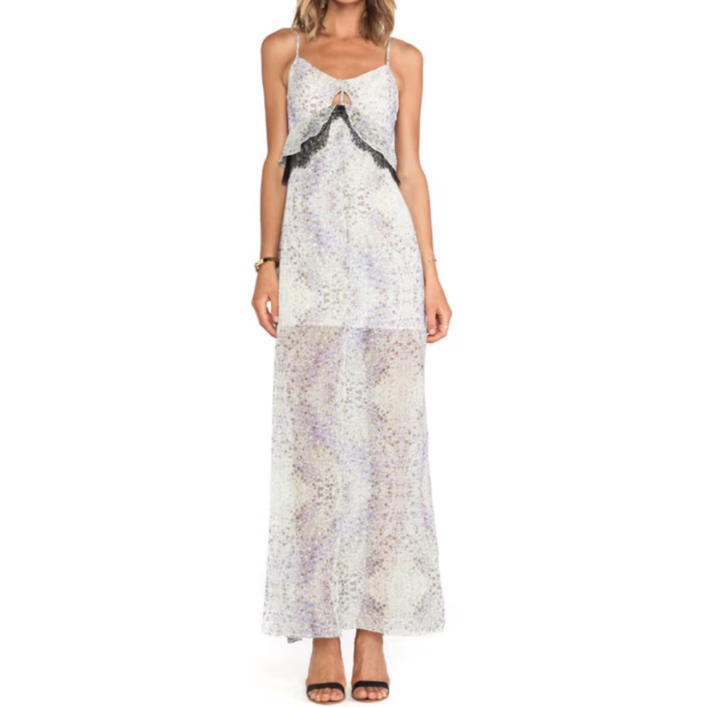 BCBGENERATION BCBG Maxi Dress Floral with Lace Sweetheart Maxi Size 2